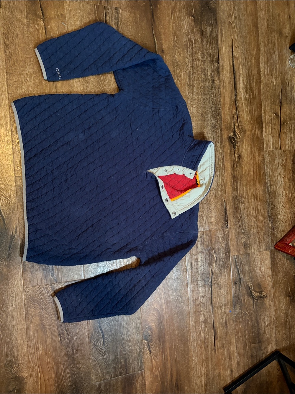 Orvis Outdoor Quilted Snap Sweatshirt - Navy - Large